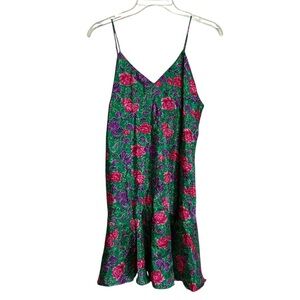 Vintage 90’s Victoria’s Secret slip chemise size large Green Floral gold label
